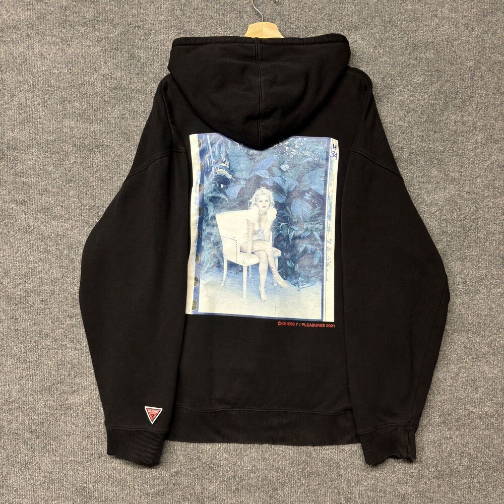 Guess x Pleasures Drew Barrymore Black Portrait Hoodie Men’s Size XL Pullover